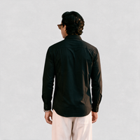 Premium Linen Shirt with European Collar - Black