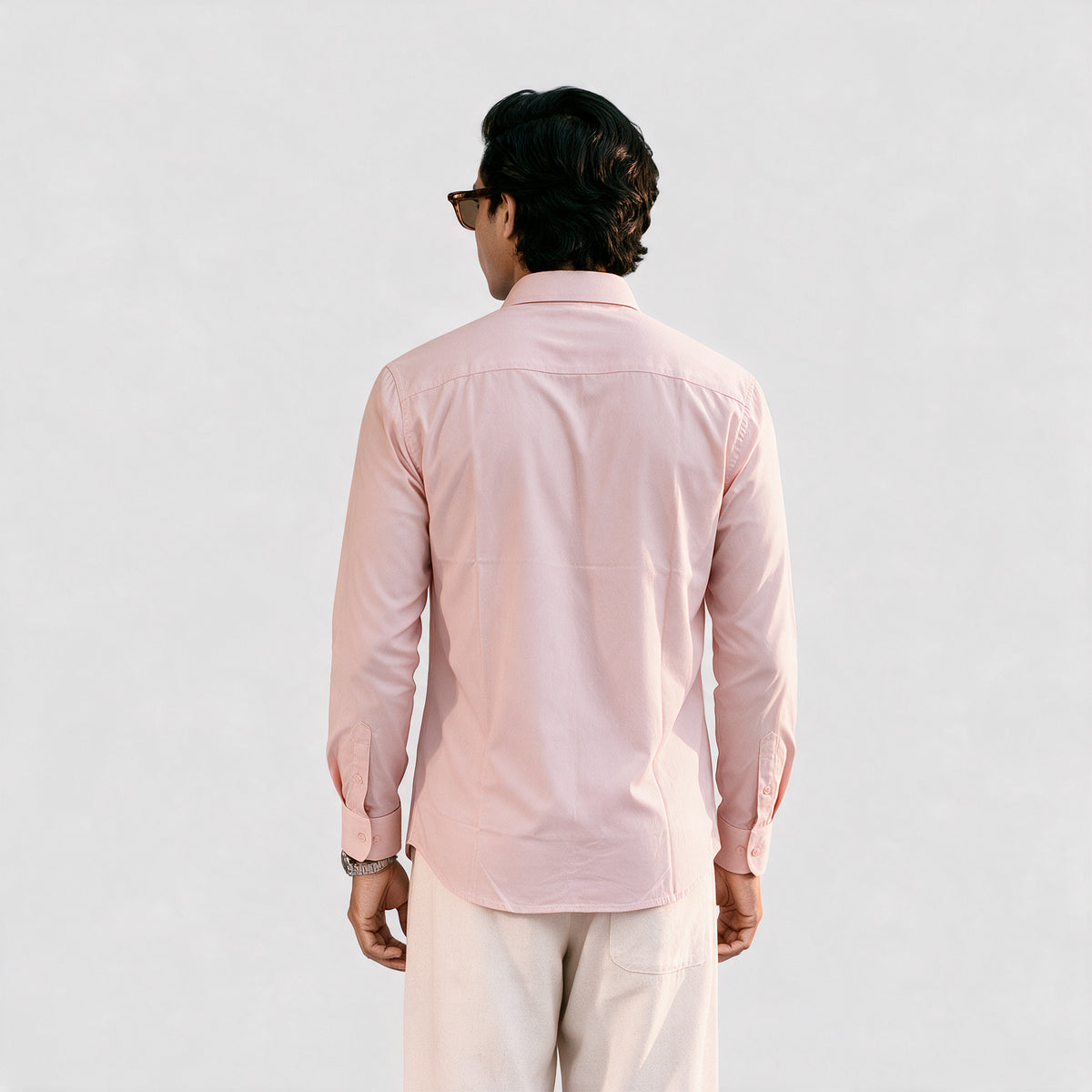 Premium Linen Shirt with European Collar - Soft Pink
