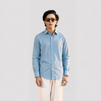Premium Linen Shirt with European Collar - Light Sky Blue