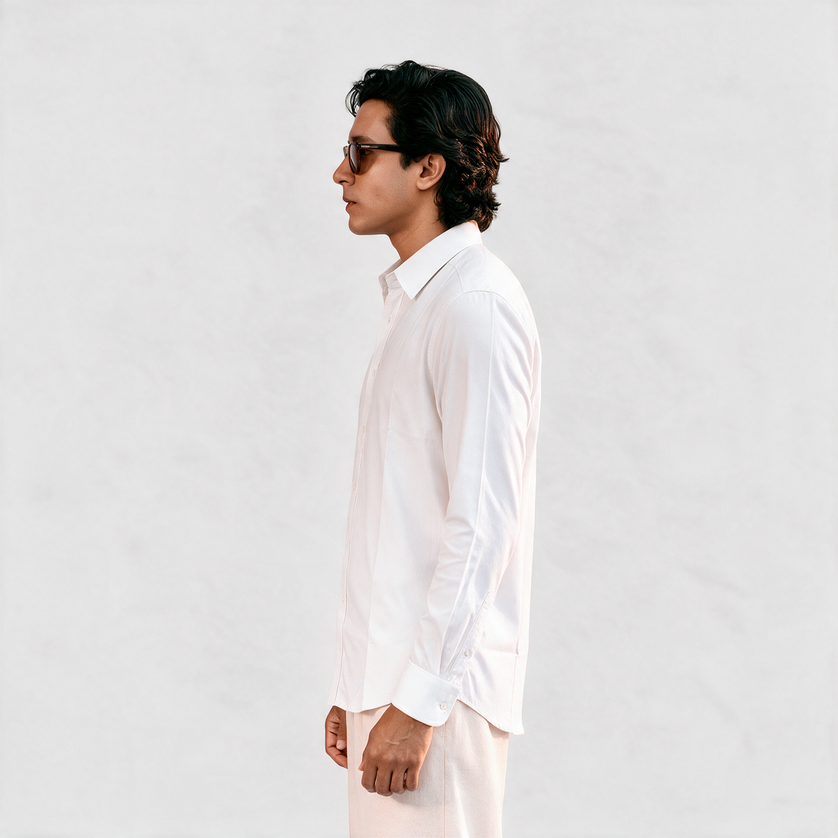 Premium Linen Shirt with European Collar - White
